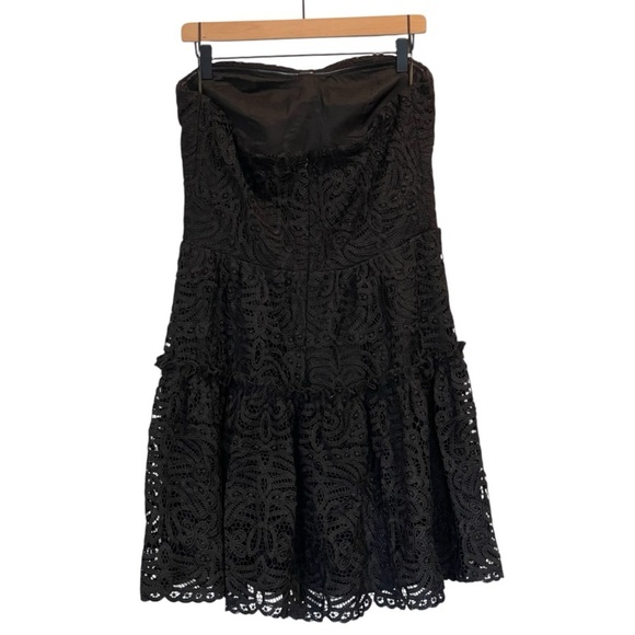 NWT Eva Franco Black Strapless Floral Lace Mini Dress, Ruffle Detail, Formal, 12 - Picture 4 of 16